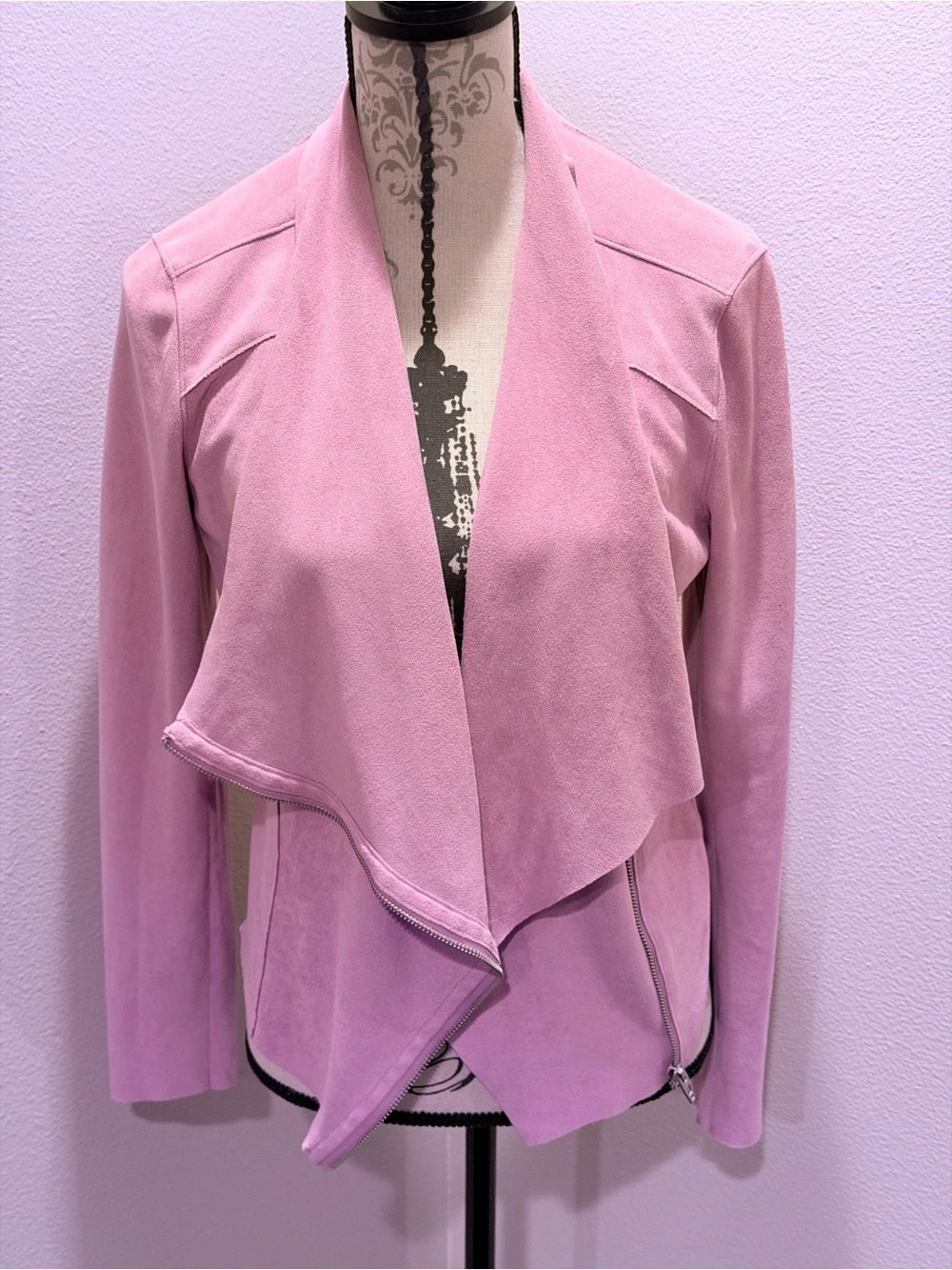 Blake NYC Moleskin Faux Suede Stretchy Women's Mauve Pink Moto Style Jacket